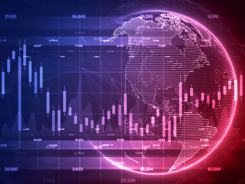 Digital world with charts overlaid