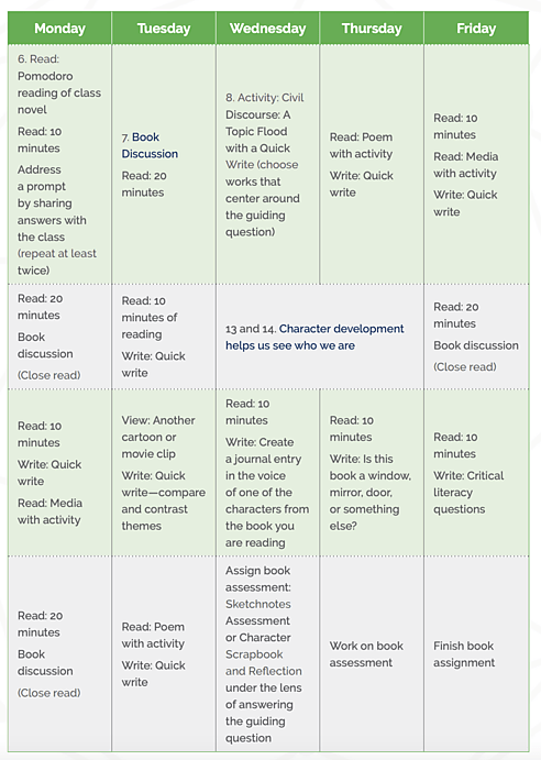 Film and Literature Lesson Table 3