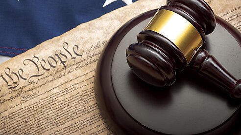 Gavel, Flag, and US Constitution