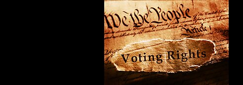 The US Constitution with "Voting Rights" written on paper