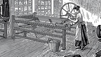 An illustration of a woman working on a loom.